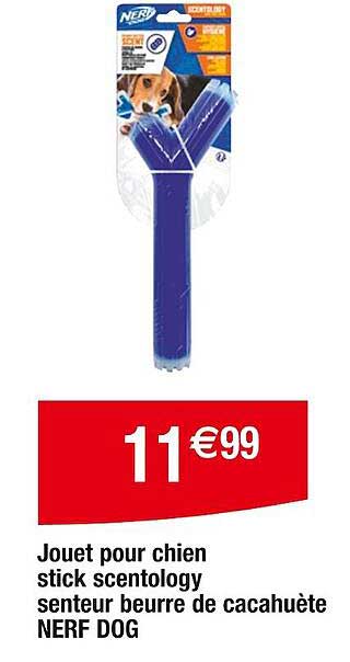 jouet pour chien stick scentology senteur beurre de cacahuète nerf dog