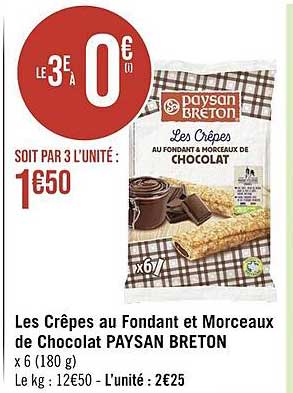 les crêpes au fondant et morceaux de chocolat paysan breton