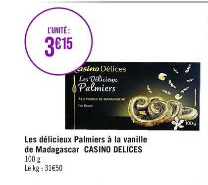 les délicieux palmiers à la vanille de madagascar casino délices
