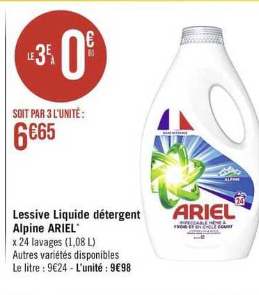 Lessive Liquide Détergent Alpine Ariel
