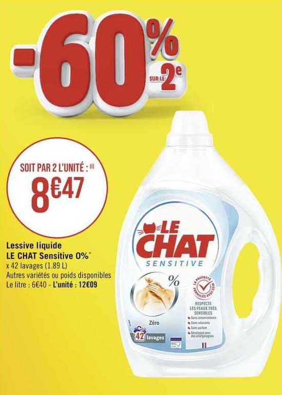 Lessive Liquide Le Chat Sensitive 0%