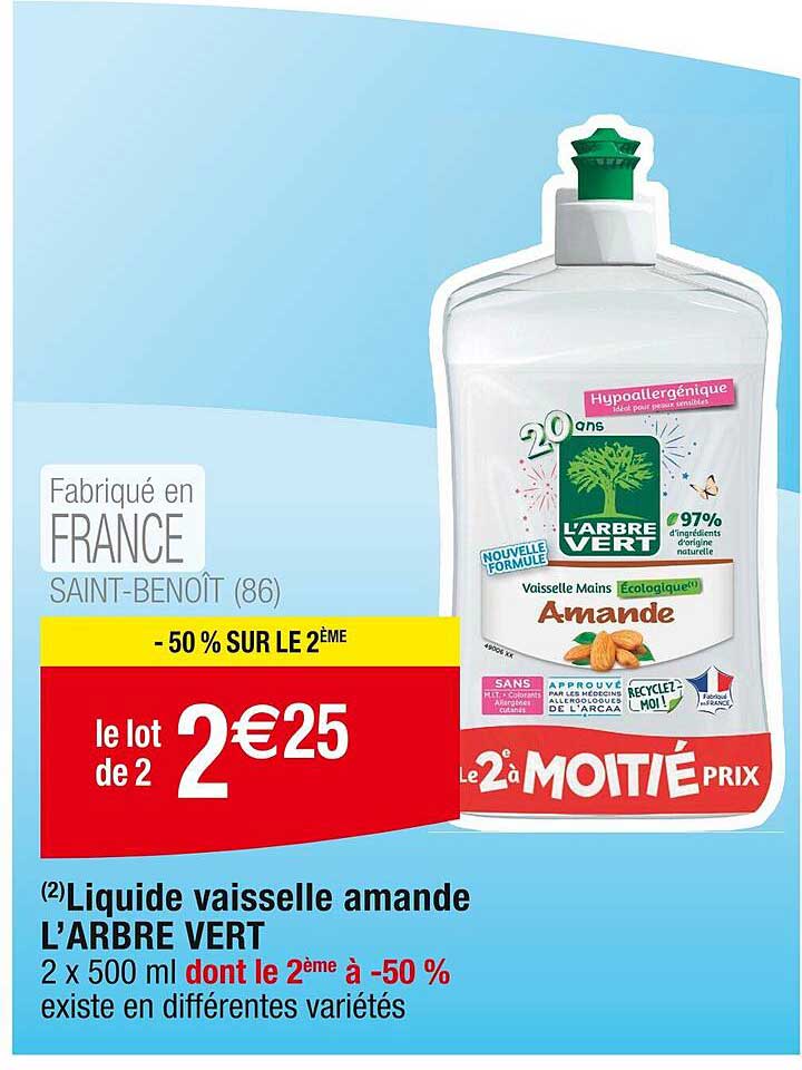 liquide vaisselle amande l'arbre vert
