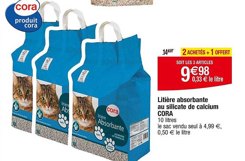 litière absorbante au silicate de calcium cora
