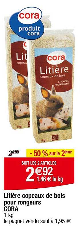 litière copeaux de bois pour rongeurs cora