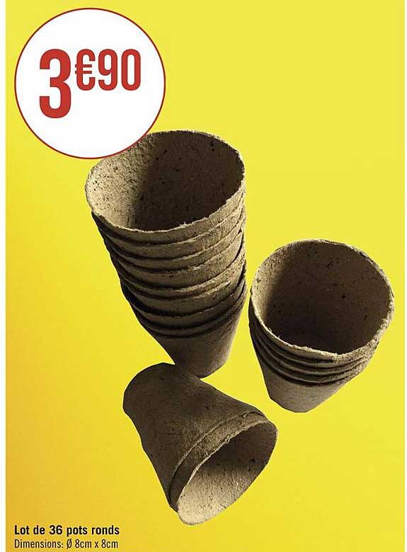 lot de 36 pots ronds