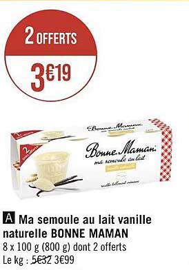 ma semoule au lait vanille naturelle bonne maman