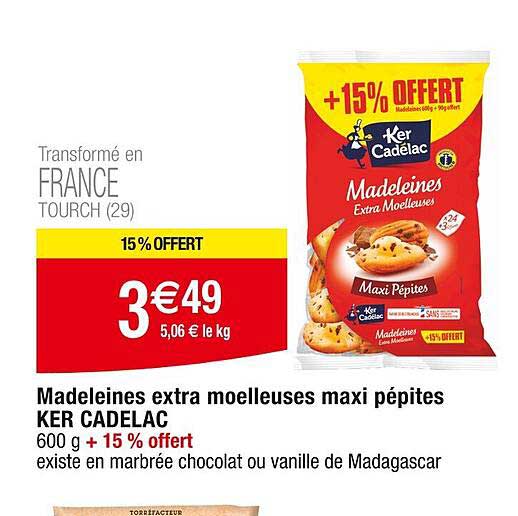 madeleines extra moelleuses maxi pépites ker cadelac