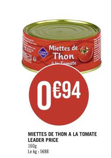 miettes de thon à la tomate leader price