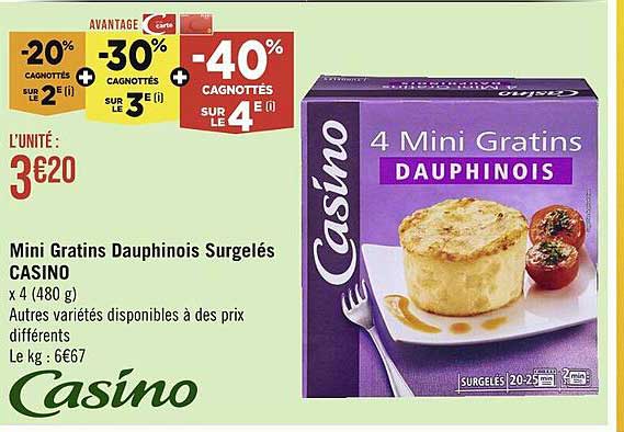 mini gratins dauphinois surgelés casino