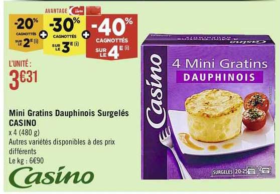 mini gratins dauphinois surgelés casino