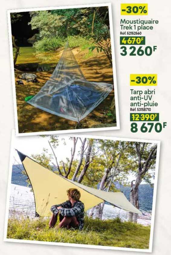 moustiquaire trek 1 place, tarp abri anti-uv anti-pluie