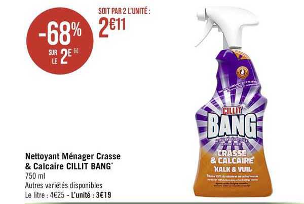 nettoyant ménager crase & calcaire cillit bang