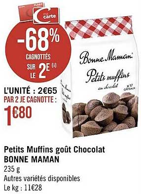 petits muffins goût chocolat bonne maman