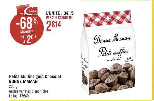 petits muffins goût chocolat bonne maman