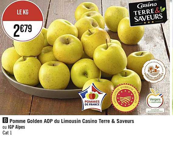 pomme golden aop du limousin casino terre & saveurs ou igp alpes