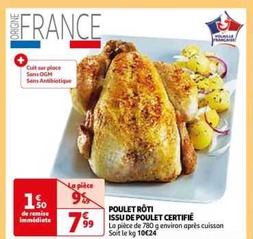poulet rôti issu de poulet certifié