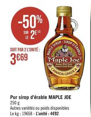 pur sirop d'érable maple joe