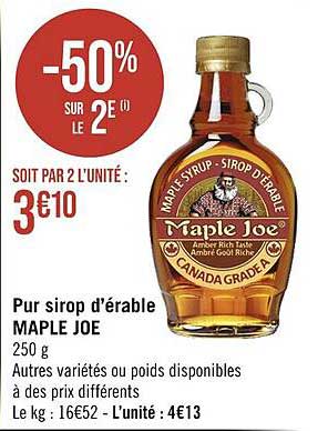 pur sirop d'érable maple joe