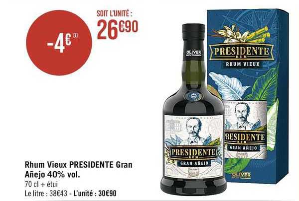 rhum vieux présidente gran añejo 40% vol.