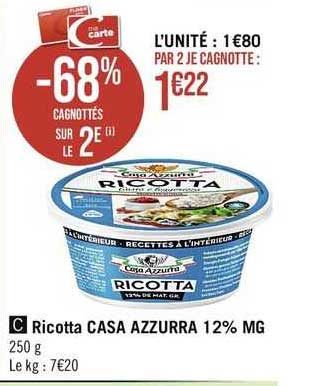 ricotta casa azzurra 12% mg