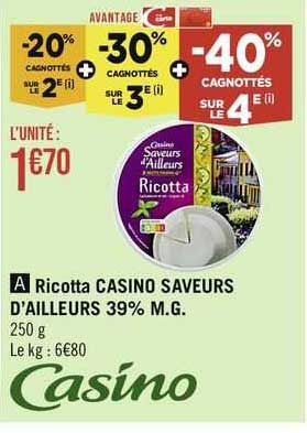 ricotta casino saveurs d'ailleurs 39% m.g.