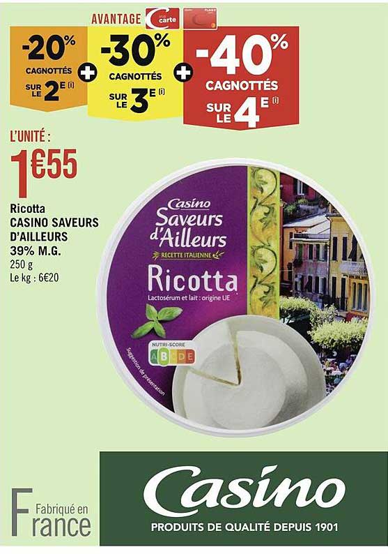 ricotta casino saveurs d'ailleurs 39% m.g.