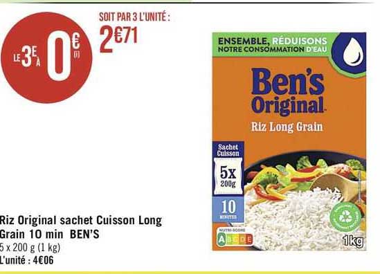 riz original sachet cuisson long grain 10 min ben's