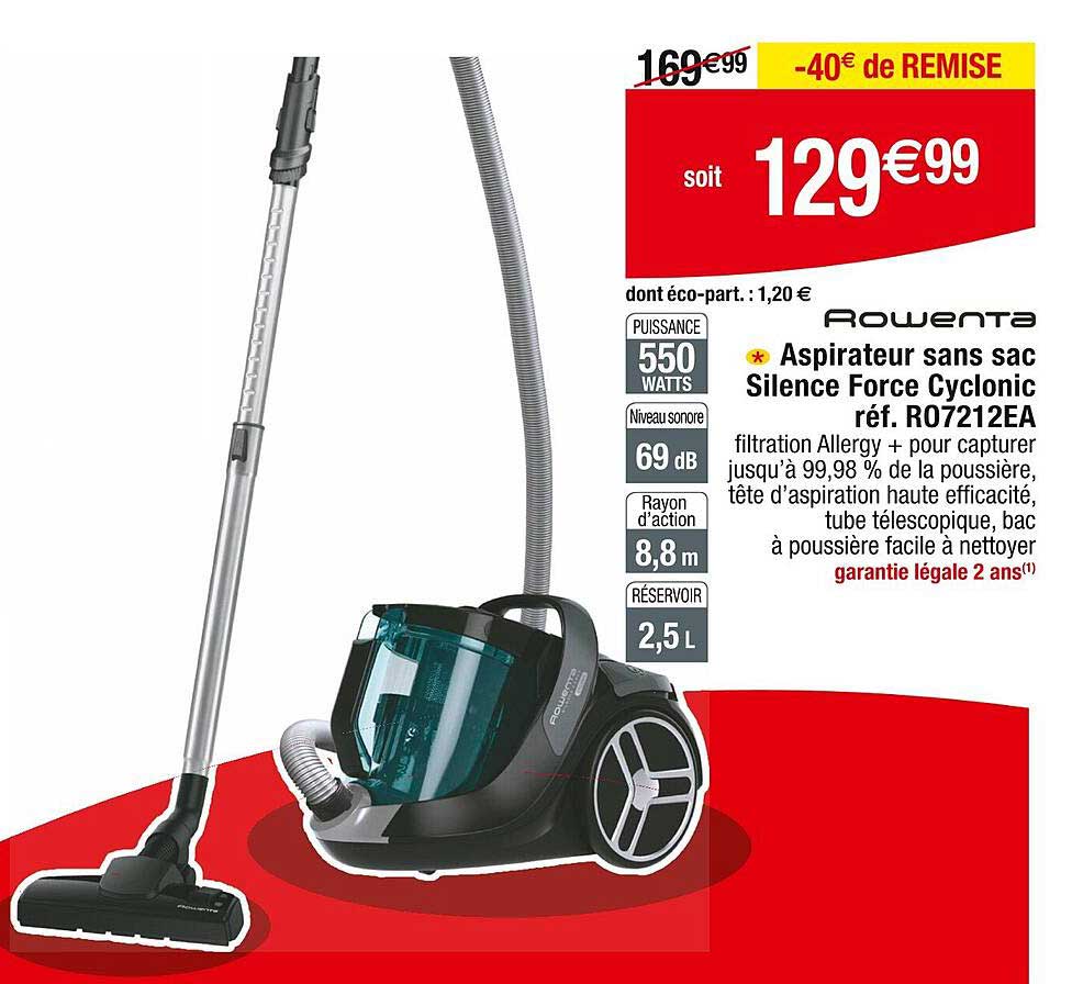 rowenta aspirateur sans sac silence force cyclonic réf. r07212ea