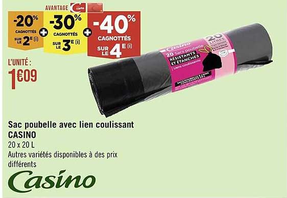 sac poubelle avec lien coulissant casino