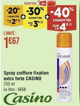 spray coiffure fixation extra forte casino