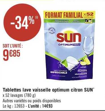 tablettes lave vaisselle optimum citron sun