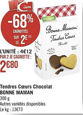 tendres cœurs chocolat bonne maman