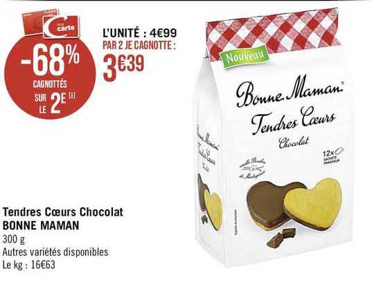 tendres cœurs chocolat bonne maman