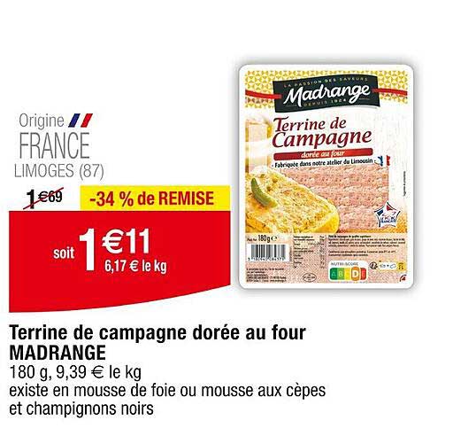 terrine de campagne dorée au four madrange