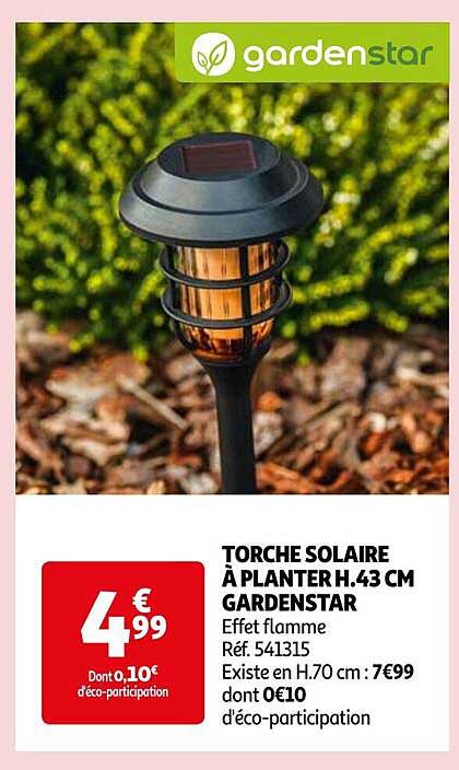 torche solaire à planter h. 43 cm gardenstar