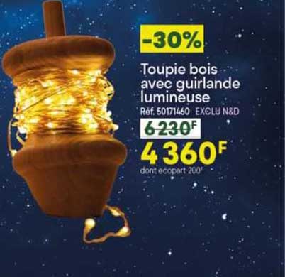 toupie bois avec guirlande lumineuse