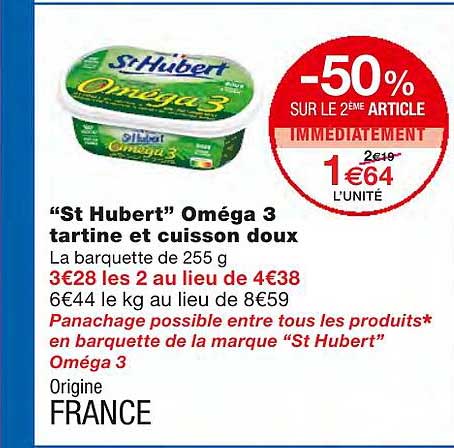 "st hubert" oméga 3 tartine et cuisson doux