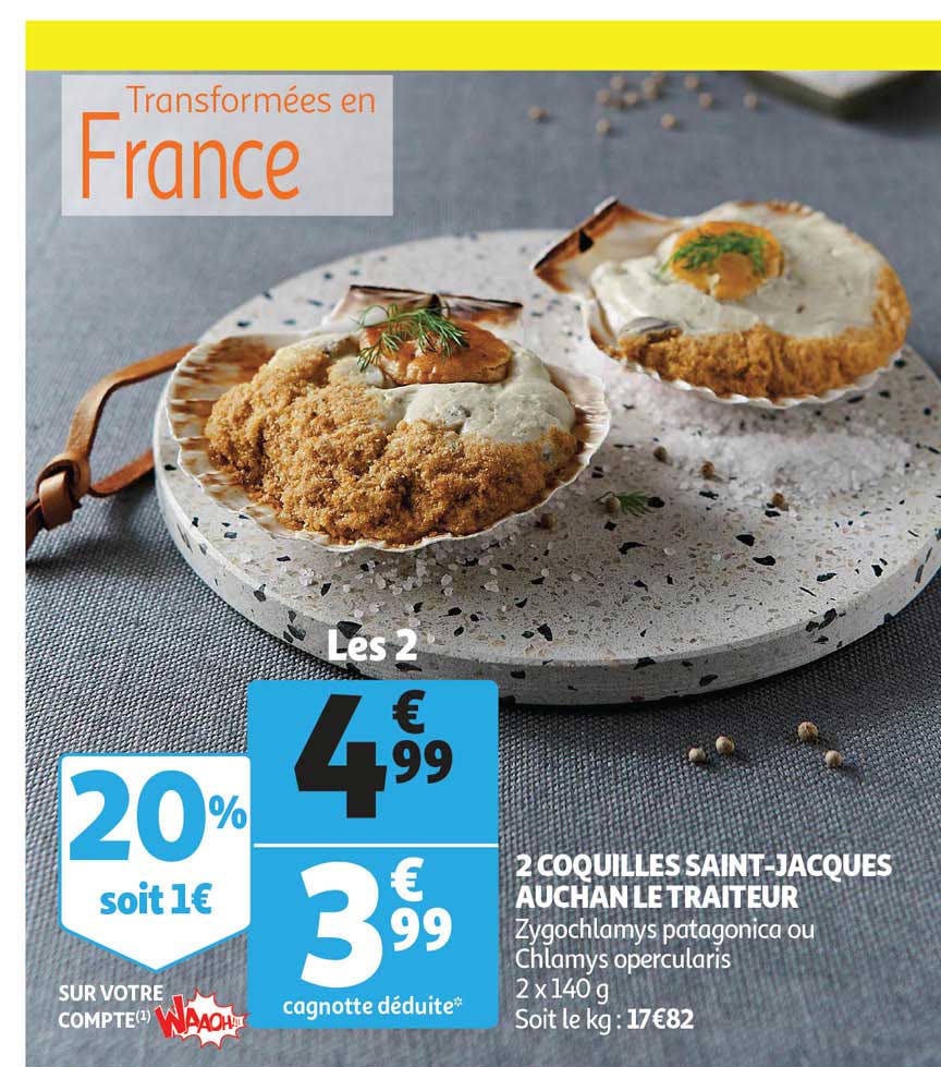 2 coquilles saint-jacques auchan le traiteur