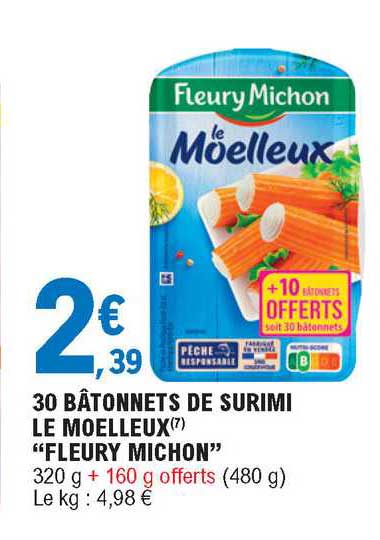 30 bâtonnets de surimi le moelleux "fleury michon"
