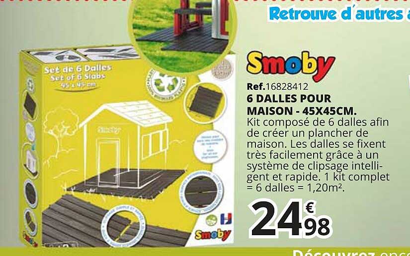 6 Dalles Pour Maison 45x45 Cm Smoby