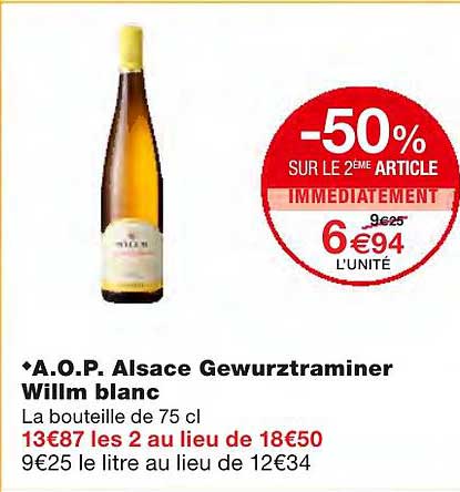 a.o.p. alsace gewurztraminer willm blanc