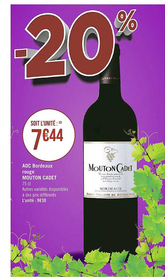 aoc bordeaux rouge mouton cadet