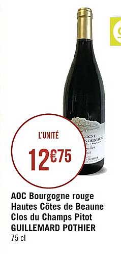 aoc bourgogne rouge hautes côtes de beaune clos du champs pitot guillemard pothier