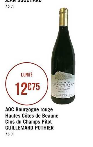 aoc bourgogne rouge hautes côtes de beaune clos du champs pitot guillemard pothier