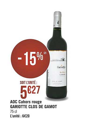 aoc cahors rouge gariotte clos de gamot