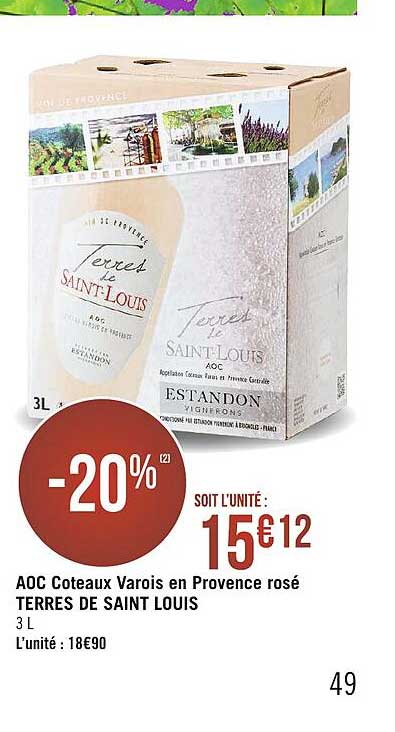 aoc coteaux varois en provence rosé terres de saint louis