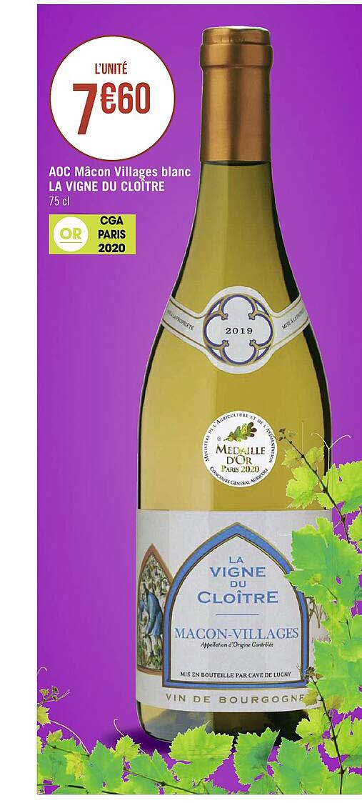 aoc macon-villages blanc la vigne du cloître