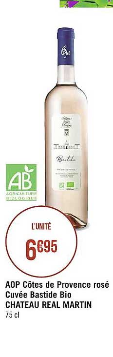aop côtes de provence rosé cuvée bastide bio chateau real martin