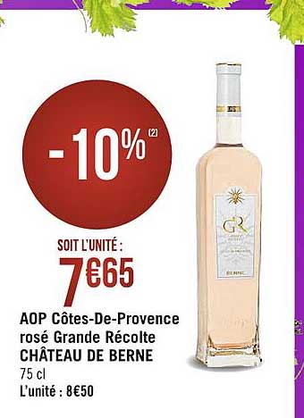 aop côtes-de-provence rosé grande récolte château de berne