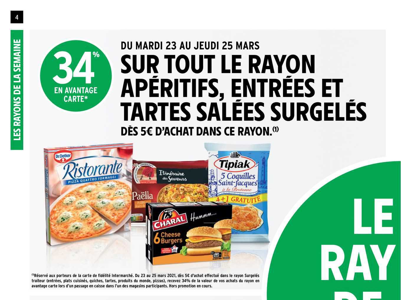 apéritifs, entrées et tartes salées surgelés